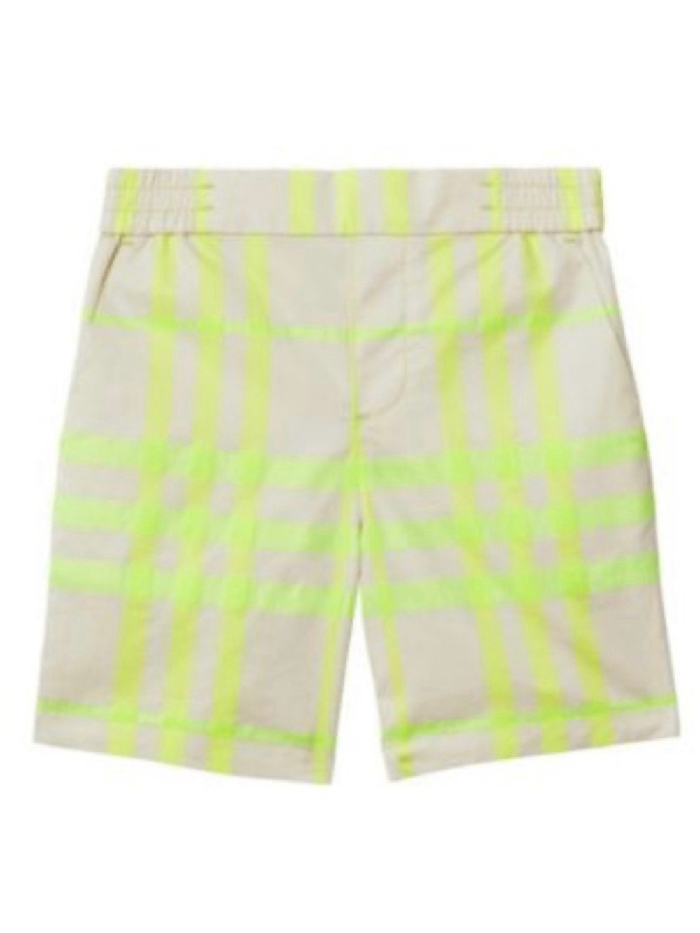BURBERRY Baby Shorts Lime Yellow Plaid Check Luxury Designer Size 6 Months NEW